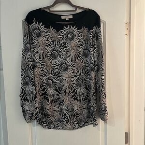 Loft Black and Cream Floral Blouse